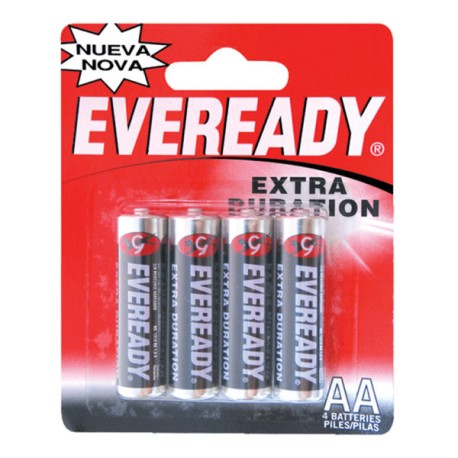 1215-4 Pila alcalina marca Eveready® AA con 4 piezas Surtek