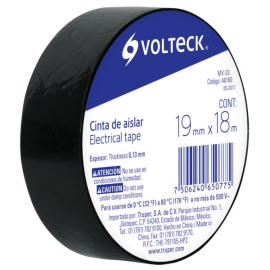 Cinta de aislar,  33, 18 m, negra, Volteck Cod. 46160