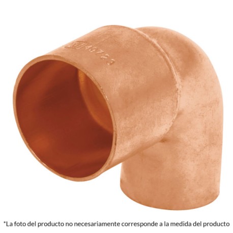 Codo 90° de cobre reducido 1′ x 1/2′