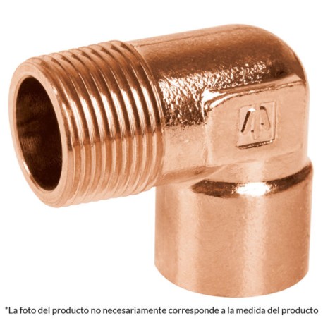 Codo 90° de cobre rosca exterior 1′