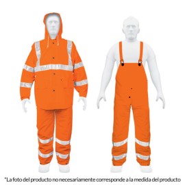 Conjunto impermeable c/reflejante, naranja, talla CH, PVC Cod. 17407